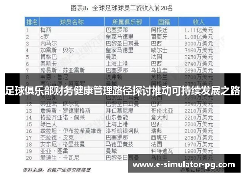 足球俱乐部财务健康管理路径探讨推动可持续发展之路